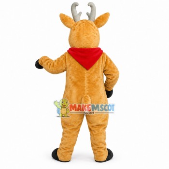 Young Deer Wearing Red Kerchief Mascot Costume