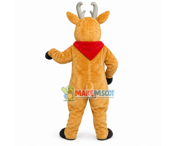 Young Deer Wearing Red Kerchief Mascot Costume