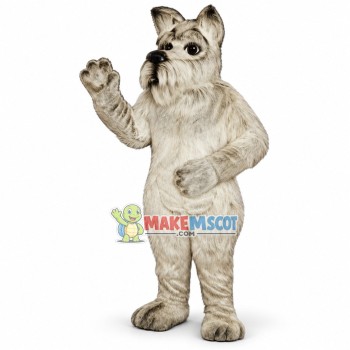 Adult Gray Dog Mascot Costume Long Wool
