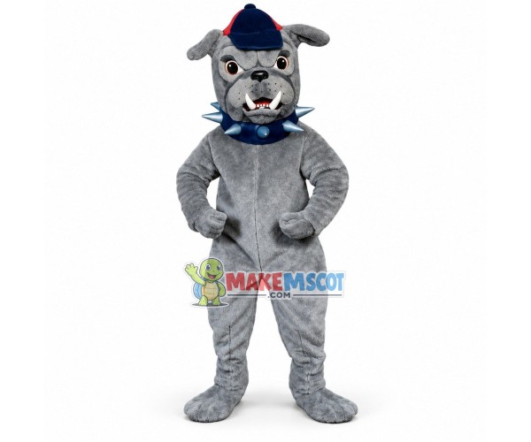 Ferocious Bulldog Wearing Collar Mascot Costume