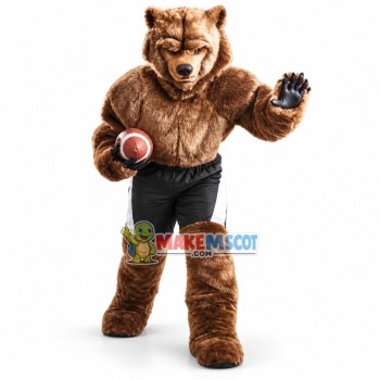 Shaggy Wolf Playing Rugby Mascot Costume