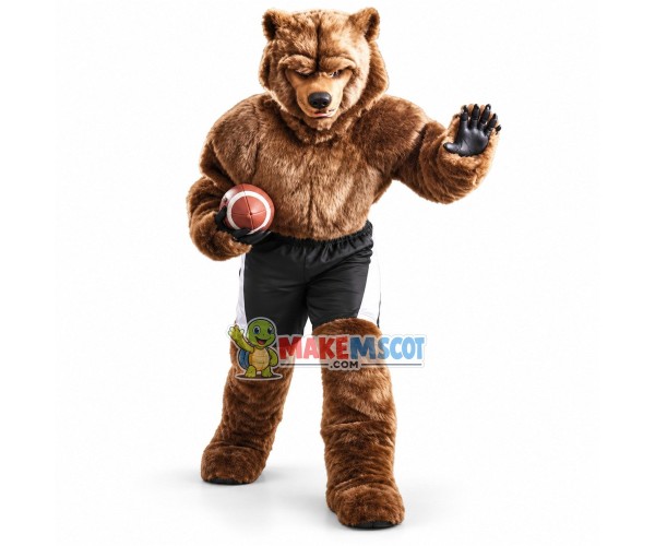 Shaggy Wolf Playing Rugby Mascot Costume Shaggy Wolf Playing Rugby Mascot Costume