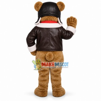 Aviator Bear In The Jacket Mascot Costume Aviator Bear In The Jacket Mascot Costume