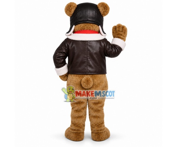 Aviator Bear In The Jacket Mascot Costume Aviator Bear In The Jacket Mascot Costume