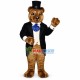 Gentleman Bear With Gold Rim Glasses Mascot Costume Gentleman Bear With Gold Rim Glasses Mascot Costume