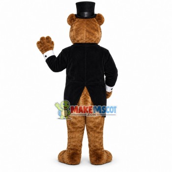 Gentleman Bear With Gold Rim Glasses Mascot Costume Gentleman Bear With Gold Rim Glasses Mascot Costume