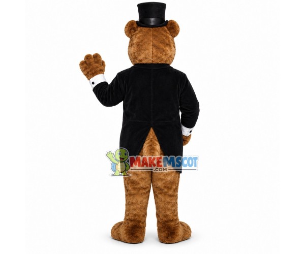 Gentleman Bear With Gold Rim Glasses Mascot Costume Gentleman Bear With Gold Rim Glasses Mascot Costume