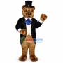 Gentleman Bear With Gold Rim Glasses Mascot Costume