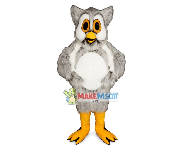 Long Fur Owl With Big Eyes Mascot Costume Long Fur Owl With Big Eyes Mascot Costume