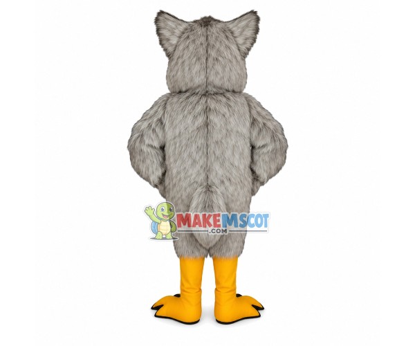 Long Fur Owl With Big Eyes Mascot Costume Long Fur Owl With Big Eyes Mascot Costume
