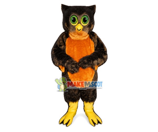 Innocent Green Eyed Owl Mascot Costume Innocent Green Eyed Owl Mascot Costume