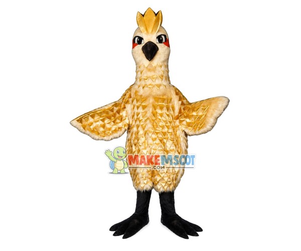 Crown Bird With Golden Feathers Mascot Costume Crown Bird With Golden Feathers Mascot Costume