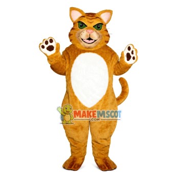 Lively Brown Tiger With Green Eyes Mascot Costume Lively Brown Tiger With Green Eyes Mascot Costume