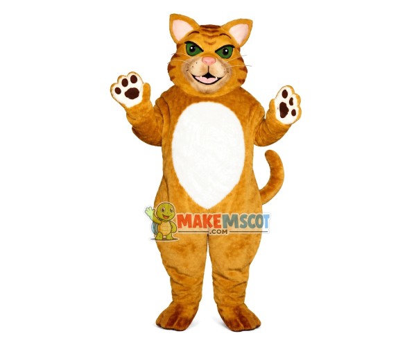 Lively Brown Tiger With Green Eyes Mascot Costume Lively Brown Tiger With Green Eyes Mascot Costume