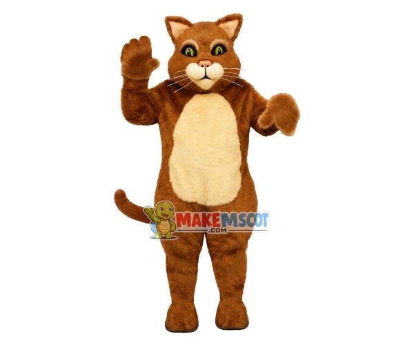 Adult Brown Furry Cat Mascot Costume