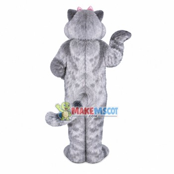 Furry Pet Cat With Pink Bow Mascot Costume Furry Pet Cat With Pink Bow Mascot Costume