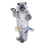 Furry Pet Cat With Pink Bow Mascot Costume