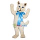 White Cat With Blue Ribbon Mascot Costume White Cat With Blue Ribbon Mascot Costume
