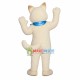 White Cat With Blue Ribbon Mascot Costume White Cat With Blue Ribbon Mascot Costume