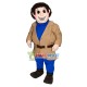 Curly Hair Artist In Trench Coat Mascot Costume