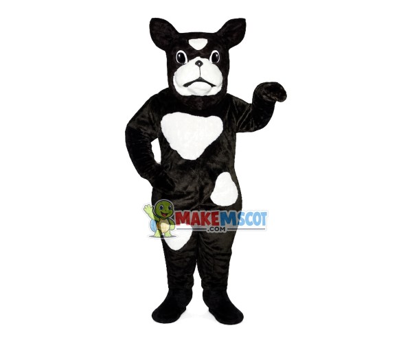 Black Dog With Patches Mascot Costume Black Dog With Patches Mascot Costume