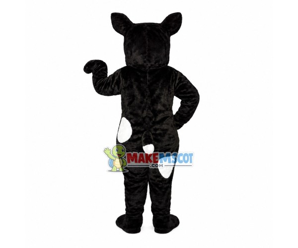 Black Dog With Patches Mascot Costume Black Dog With Patches Mascot Costume
