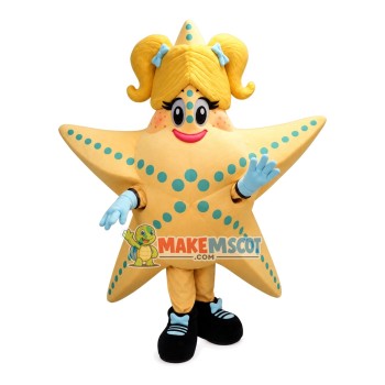 Starfish With Golden Braids Mascot Costume Starfish With Golden Braids Mascot Costume