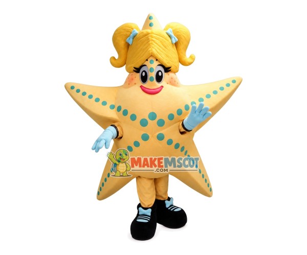 Starfish With Golden Braids Mascot Costume Starfish With Golden Braids Mascot Costume