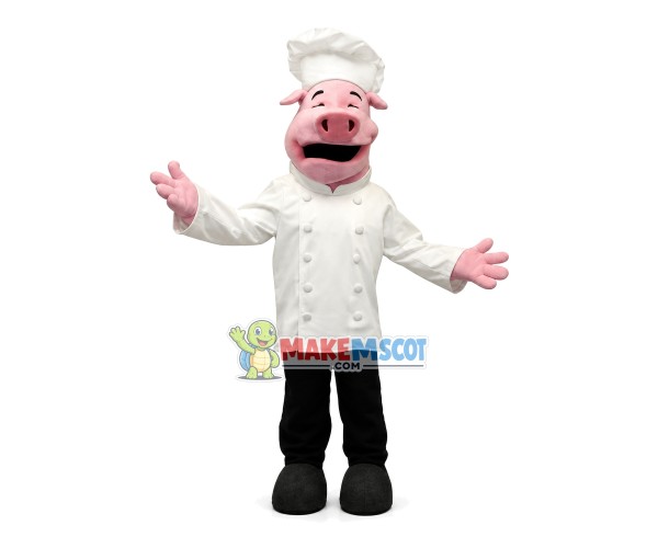 Laughing Pig Pastry Chef Mascot Costume Laughing Pig Pastry Chef Mascot Costume