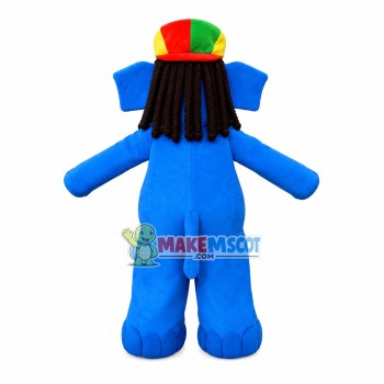 Sightseeing Blue Elephant Wearing Beret Mascot Costume Sightseeing Blue Elephant Wearing Beret Mascot Costume