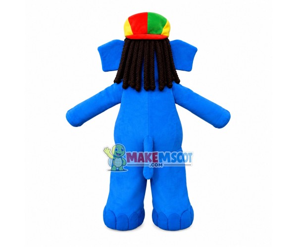 Sightseeing Blue Elephant Wearing Beret Mascot Costume Sightseeing Blue Elephant Wearing Beret Mascot Costume