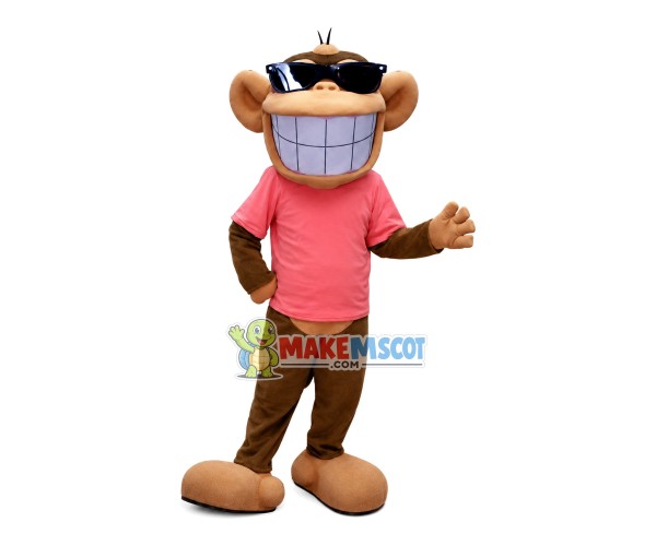 Excited Monkey In Letter Print Top Mascot Costume Excited Monkey In Letter Print Top Mascot Costume