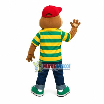 Energetic Brown Frog Mascot Costume