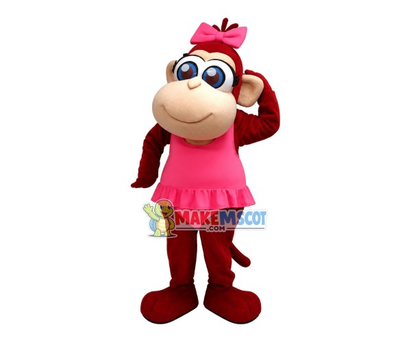 Female Monkey In Pink Swimsuit Mascot Costume Female Monkey In Pink Swimsuit Mascot Costume
