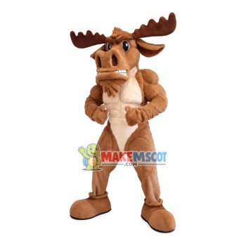 Imposing Muscular Moose Mascot Costume Imposing Muscular Moose Mascot Costume