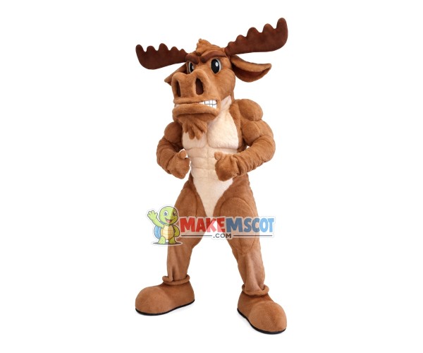 Imposing Muscular Moose Mascot Costume Imposing Muscular Moose Mascot Costume