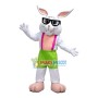Smart Rabbit With Green Shorts Mascot Costume