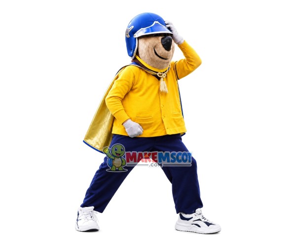 Opening Bear Wearing Helmet Mascot Costume Opening Bear Wearing Helmet Mascot Costume