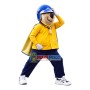 Opening Bear Wearing Helmet Mascot Costume