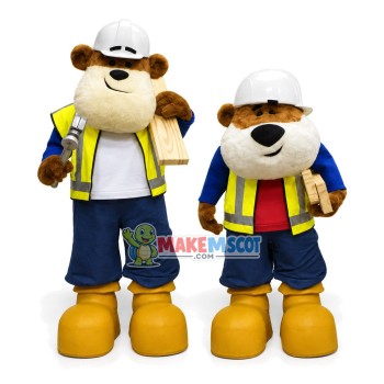 Pair of Lumberjack Bear Partners Mascot Costume Pair of Lumberjack Bear Partners Mascot Costume