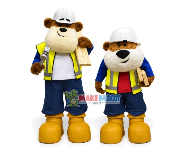 Pair of Lumberjack Bear Partners Mascot Costume Pair of Lumberjack Bear Partners Mascot Costume