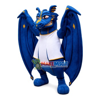 Blue Evil Dragon With Huge Wings Mascot Costume