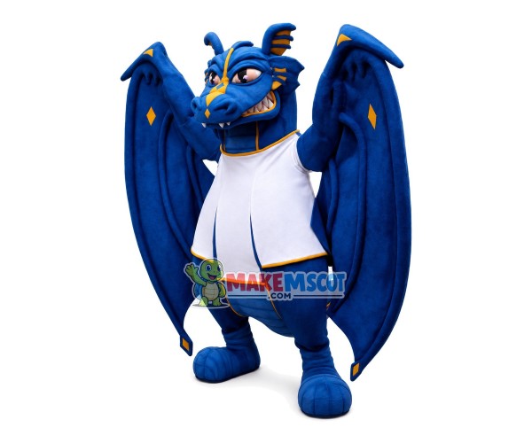 Blue Evil Dragon With Huge Wings Mascot Costume Blue Evil Dragon With Huge Wings Mascot Costume