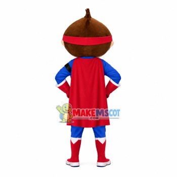 Superman Boy Wearing Blindfold Mascot Costume