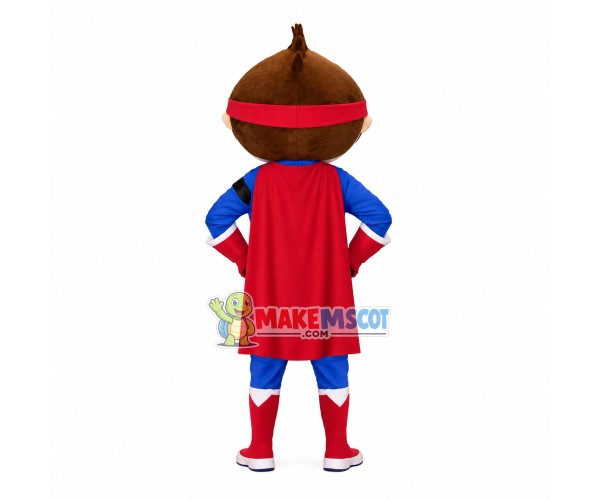 Superman Boy Wearing Blindfold Mascot Costume Superman Boy Wearing Blindfold Mascot Costume
