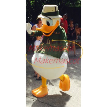 Donald Duck In Military Green Coat Mascot Costume