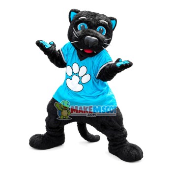 Plush Panther Wearing Print Shirt Mascot Costume