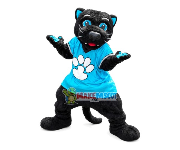 Plush Panther Wearing Print Shirt Mascot Costume Plush Panther Wearing Print Shirt Mascot Costume