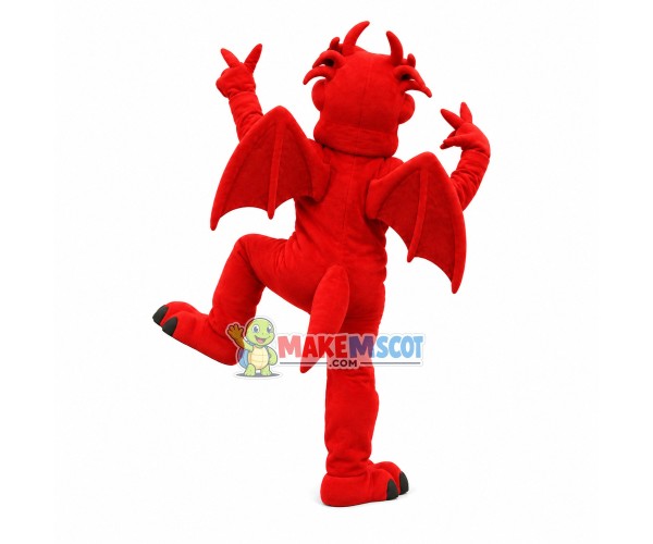 Cheering Celebrating Red Dragon Mascot Costume Cheering Celebrating Red Dragon Mascot Costume