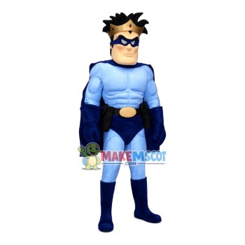 Brave The Blue Muscle Superhero Mascot Costume Brave The Blue Muscle Superhero Mascot Costume